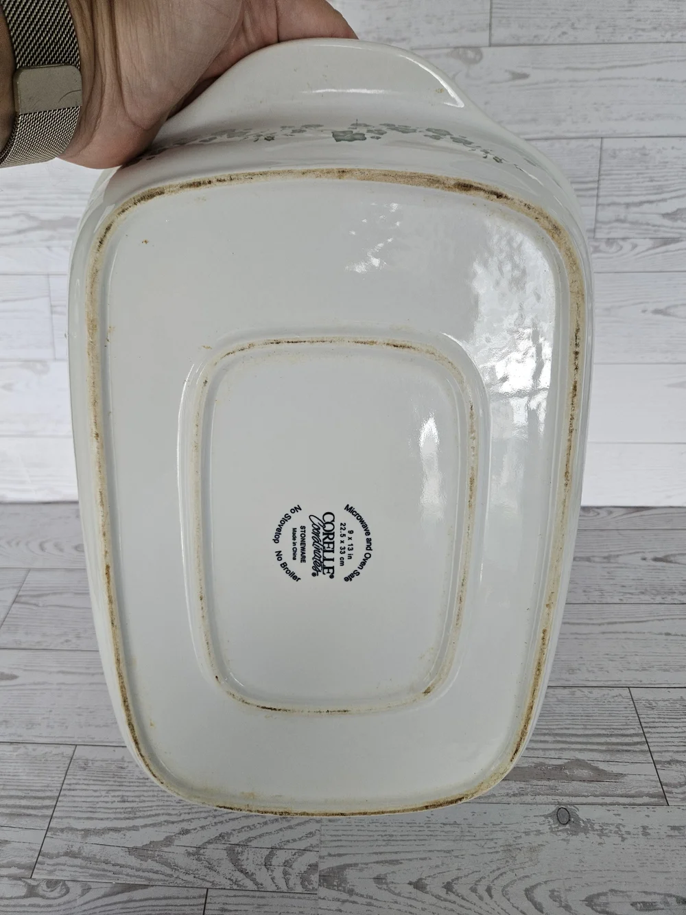Corelle White Ceramic Baking Dish with Green Ivy Border